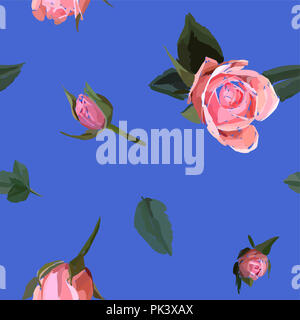 Seamless Floral background pattern. Aquarelle jardin rose roses dans un style dessiné à la main. Fleurs élégantes, vector illustration pour textile, du papier d'emballage Banque D'Images