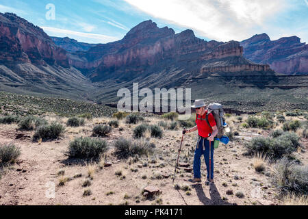 Randonnée dans le sentier de Tonto dans le Grand Canyon National Park Banque D'Images