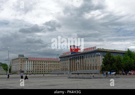 La Place Kim Il Sung, Pyongyang, Corée du Nord Banque D'Images