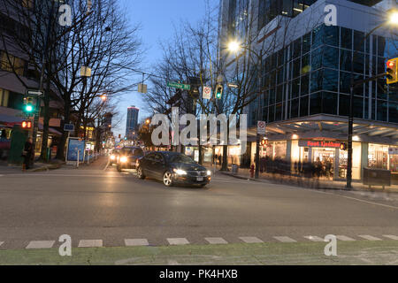 Près de noël brillant lumière centre-ville de Vancouver BC Canada Banque D'Images