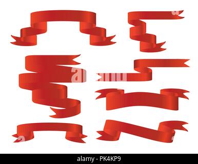 Bannières du ruban rouge. Isolé sur fond blanc Illustration de Vecteur