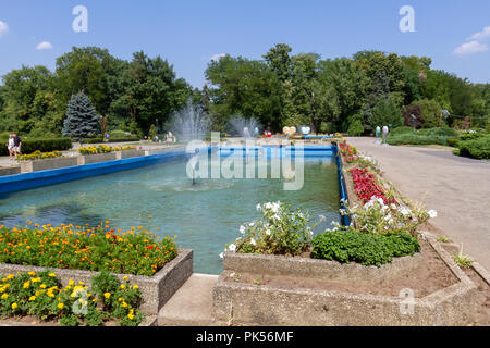 Vue générale de la population dans le parc Herastrau Parcul (Herăstrău), Bucarest, Roumanie. Banque D'Images