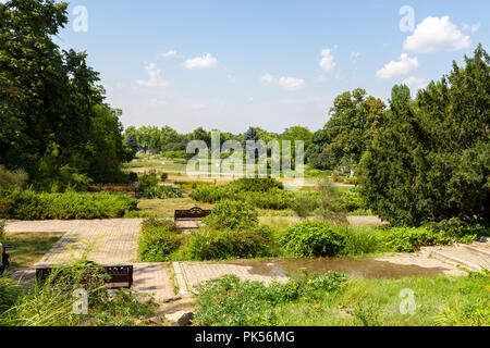 Vue générale de la population dans le parc Herastrau Parcul (Herăstrău), Bucarest, Roumanie. Banque D'Images