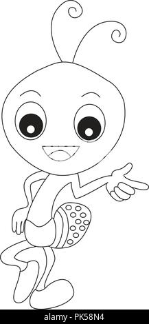 Ant Cute graphiques livre de coloriage isolé sur fond blanc Illustration de Vecteur