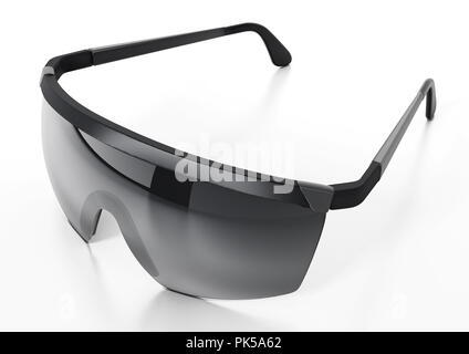 Lunettes de ski ou de soleil noir isolé sur fond blanc. 3D illustration. Banque D'Images