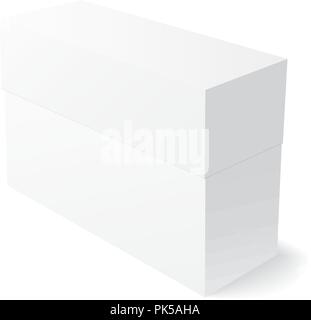 Fermer boîte blanche rectangulaire avec ombre sur fond blanc Illustration de Vecteur