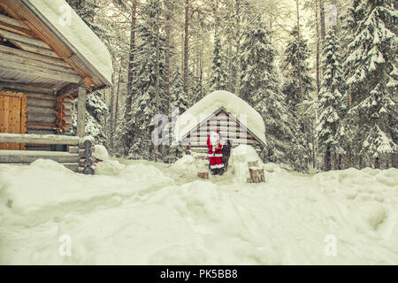 La vie quotidienne du Père Noël. Accueil du Père Noël au pôle Nord. Banque D'Images