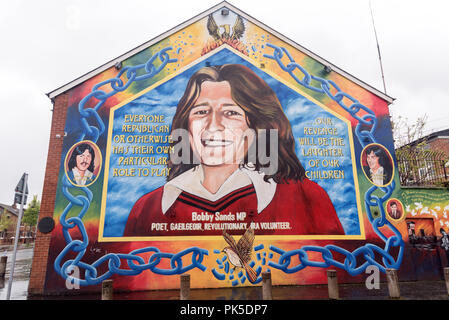 Bobby Sands fresque à Belfast, en Irlande du Nord Banque D'Images