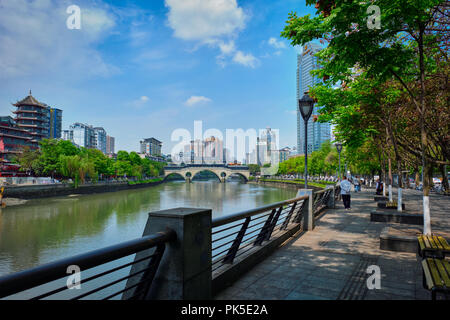 Quai quai de la rivière Jin dans Chengdum Chine Banque D'Images
