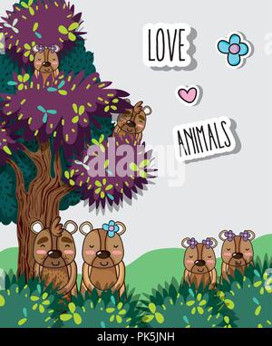 Caricatures ours mignon Illustration de Vecteur