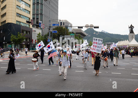 Les manifestants contre le président sud-coréen Moon Jae-in, Séoul, de sorte Banque D'Images
