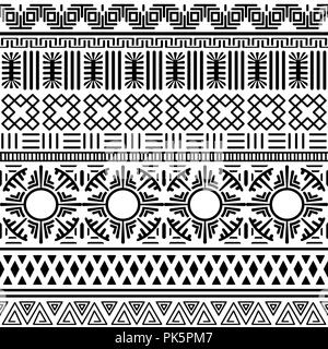 Ethnique Tribal modèle homogène. Ornement géométrique noir et blanc. Résumé fond monochrome. Le design textile. Vector illustration. Illustration de Vecteur