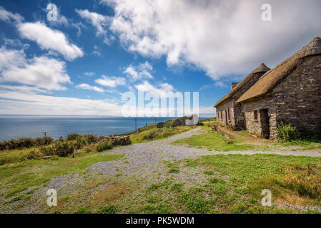 Slea Head la famine en Irlande Cottages Banque D'Images