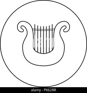 L'icône de couleur noire en harpe cercle rond contours vector JE Illustration de Vecteur