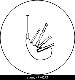 L'icône de couleur noire en cornemuse cercle rond contours vector JE Illustration de Vecteur