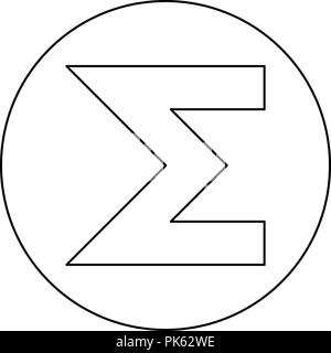 Icône Symbole somme en couleur noir cercle rond contours vector JE Illustration de Vecteur