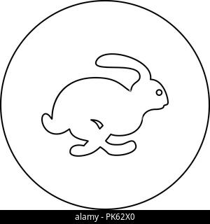 Lièvre lapin vitesse concept icon noir en couleur cercle rond contours vector JE Illustration de Vecteur