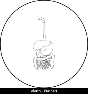 L'icône du système digestif en couleur noir cercle rond contours vector JE Illustration de Vecteur