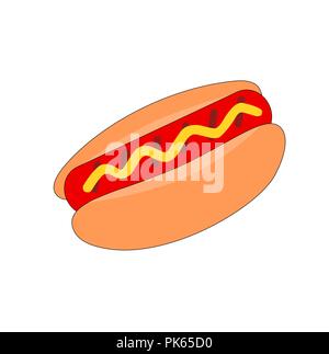 Fast food grill isolés de délicieux hot-dog moutarde Illustration de Vecteur