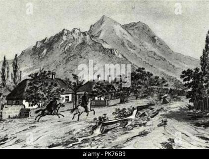 Beshtau Mountain dessin par Mikhaïl Lermontov 1837. Banque D'Images