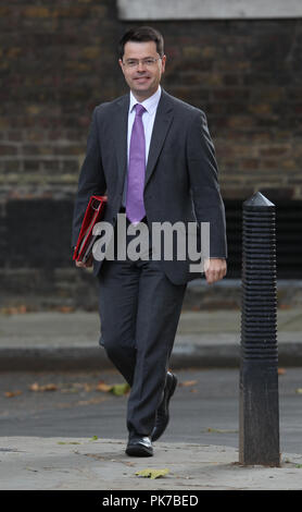 Londres, Royaume-Uni, 11 Sep 2018.James Brokenshire député Secrétaire d'État chargé du logement, des communautés et du Gouvernement Local arrive à Downing Street pour la réunion hebdomadaire du Cabinet : Crédit WFPA/Alamy Live News Banque D'Images