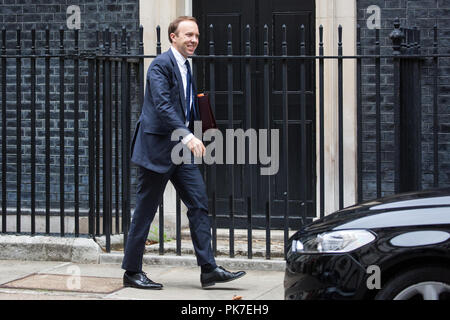 Londres, Royaume-Uni. 11 Septembre, 2018. Matt Hancock, Secrétaire d'État à la santé et des soins sociaux, arrive au 10 Downing Street pour une réunion du Cabinet. Credit : Mark Kerrison/Alamy Live News Banque D'Images
