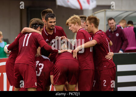 Riga, Lettonie. 11 septembre 2018. 11.09.2018. Riga, Lettonie. Nikita, Kolesovs pendant U21 Qualification EURO jeu de football - Angleterre Lettonie Gints Crédit : Ivuskans/Alamy Live News Banque D'Images