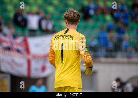 Riga, Lettonie. 11 septembre 2018. 11.09.2018. Riga, Lettonie. Dean Henderson, au cours de l'EURO U21 match de football de qualification Lettonie - France Crédit : Gints Ivuskans/Alamy Live News Banque D'Images