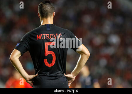 Elche, Espagne. Septembre 11, 2018. Mitrovic pendant le match de l'UEFA Ligue des Nations Unies, Groupe 4, de la Ligue, un match entre l'Espagne et la Croatie à la Martinez Valero Stadium. © ABEL F. ROS/Alamy Live News Banque D'Images