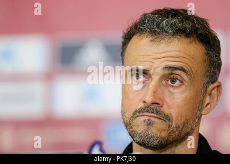 Elche, Espagne. Septembre 11, 2018. L'entraîneur espagnol Luis Enrique tient une conférence de presse de l'UEFA Ligue des Nations Unies, Groupe 4, de la Ligue, un match entre l'Espagne et la Croatie à la Martinez Valero Stadium. © ABEL F. ROS/Alamy Live News Banque D'Images