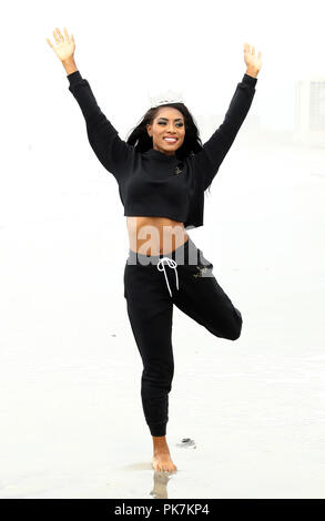 Atlantic City, NJ, USA. Sep 9, 2018. 10 septembre 2018 - Atlantic City, NJ- Miss America 2019 Nia Franklin. Miss America 2019 Dip Toe à Atlantic City Beach. Crédit photo : MJT/AdMedia : Crédit Mjt/AdMedia/ZUMA/Alamy Fil Live News Banque D'Images