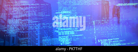 Image composite de racks de serveur contre le ciel et nuage Banque D'Images