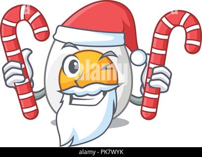 Santa de bonbons oeuf fraîchement isolés sur mascot cartoon Illustration de Vecteur