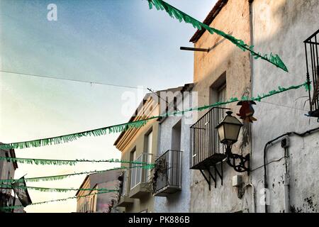 Rues étroites et petites maisons de l'île de Tabarca à Alicante, Espagne Banque D'Images