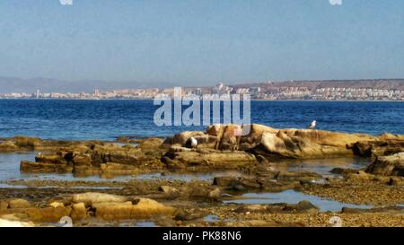 Plages et falaises de l'île de Tabarca en été à Alicante, Espagne Banque D'Images