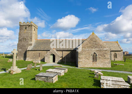 Église de St Materiana près de château de Tintagel Cornwall, bâtiment traditionnel Cornouaillais Banque D'Images