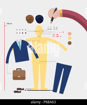 Côté design avec la mode vecteur prop.Character design concept. Illustration de Vecteur