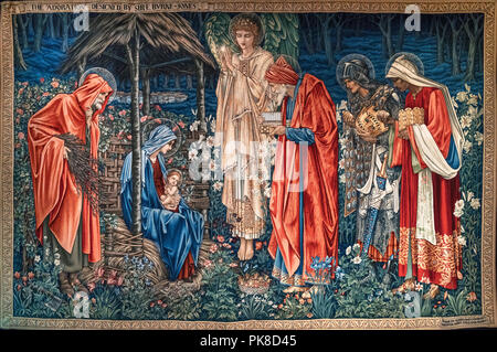 Adoration des Mages tapisserie conçue par Edward Burne-Jones (1833-1898) et par William Morris (1834-1896) et John Henry Dearle (1860-1932), laine et soie sur coton, version 1904 Banque D'Images