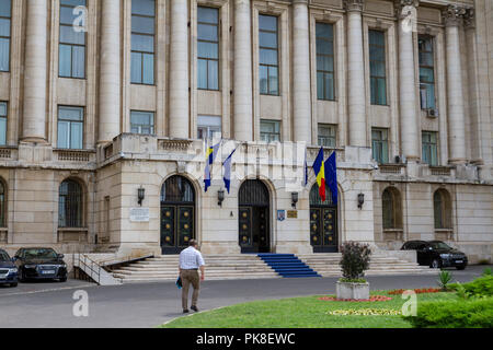 L'ancien bâtiment du Comité Central, sur la place de la révolution où Nicolae Ceaușescu a prononcé son dernier discours, le 21 décembre 1989 à Bucarest, Roumanie. Banque D'Images