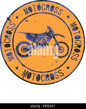 L'icône club Motocross stamp Imprimer logo design Illustration de Vecteur