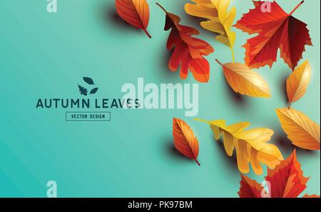 Arrière-plan de saison d'automne à la chute des feuilles automne design et prix pour le texte. Vector illustration Illustration de Vecteur