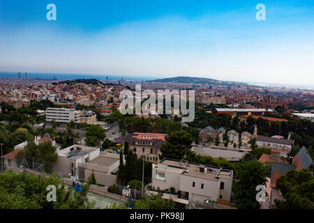 Vue sur la ville de Barcelone, Espagne, du Mont Tibidabo Banque D'Images