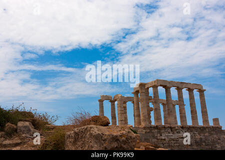 Temple de Poséidon, Cap Sounion, en Grèce Banque D'Images