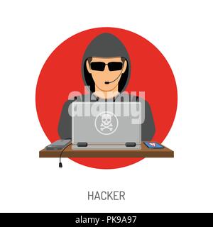 La cybercriminalité Hacker avec Avatar Illustration de Vecteur