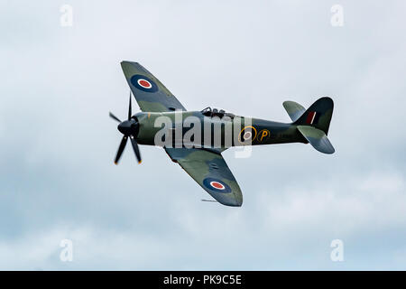 Un Hawker Sea Fury chasseur-bombardier à la charge de l'opérateur de la Fleet Air Arm. L'un des pistons, le plus rapide des aéronefs, voir le service dans la guerre de Corée Banque D'Images