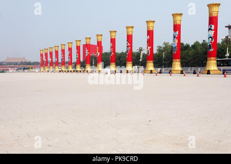 Vue sur la place Tiananmen et la Cité Interdite. Beijing, Chine. Banque D'Images