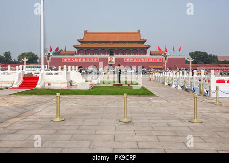 Vue sur la place Tiananmen et la Cité Interdite. Beijing, Chine. Banque D'Images