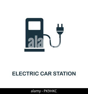 Icône de Station Voiture électrique. Design style monochrome à partir de la collection d'éléments de la ville. L'ASSURANCE-CHÔMAGE. Pictogramme pixel simple parfait icône de station voiture électrique. Web de Banque D'Images
