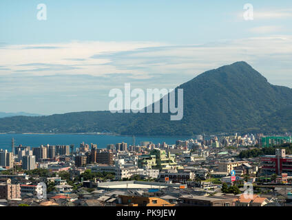 Paysage urbain et le littoral, la Préfecture d'Oita, Beppu, Japon Banque D'Images