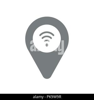 L'icône d'illustration vectorielle, notion de pointeur de carte avec connexion Wi-Fi au réseau local sans fil Symbol. Illustration de Vecteur